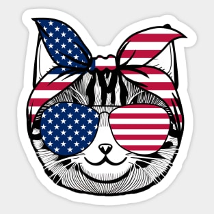 American flag cat Sticker